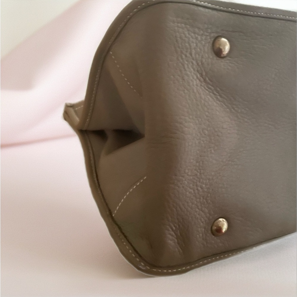 Prada 💜 HTF  Taupe Original Deer Skin Leather  Brown Top Handle Handbag - Picture 13 of 15